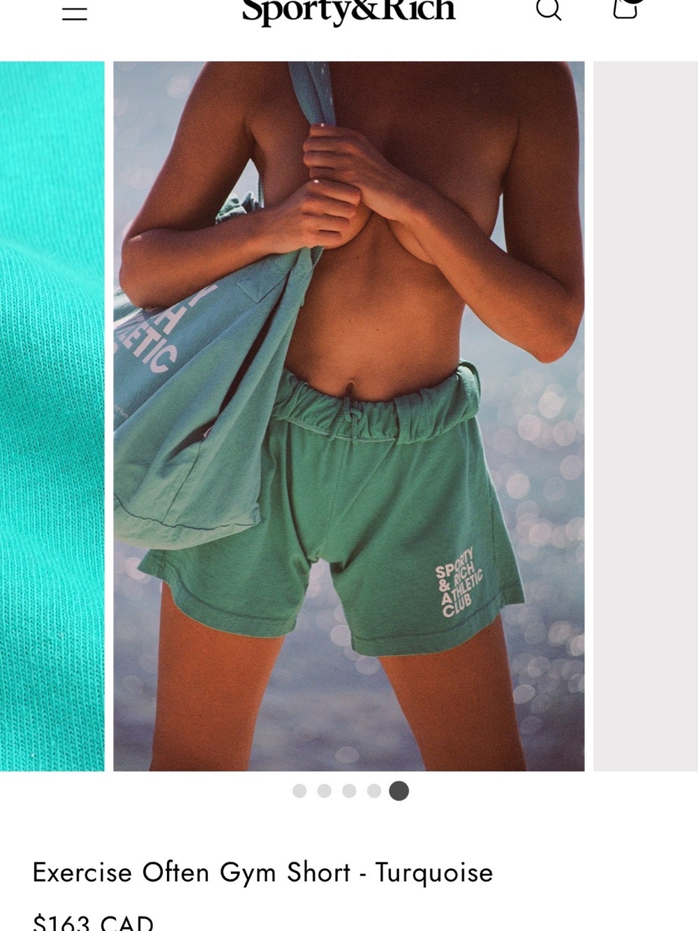 Sporty & Rich never worn teal athletic shorts with logo small